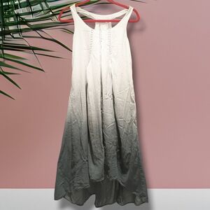 Monoreno Cotton White Indigo Blue Ombre Tie Dye High Low Sleveless Boho Dress...